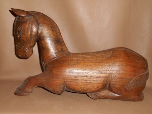 Carved Wood Horse with Secret Compartment
